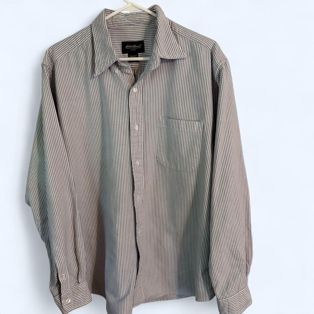 Eddie Bauer Men's Striped Long-Sleeve Button-Up Shirt Size L